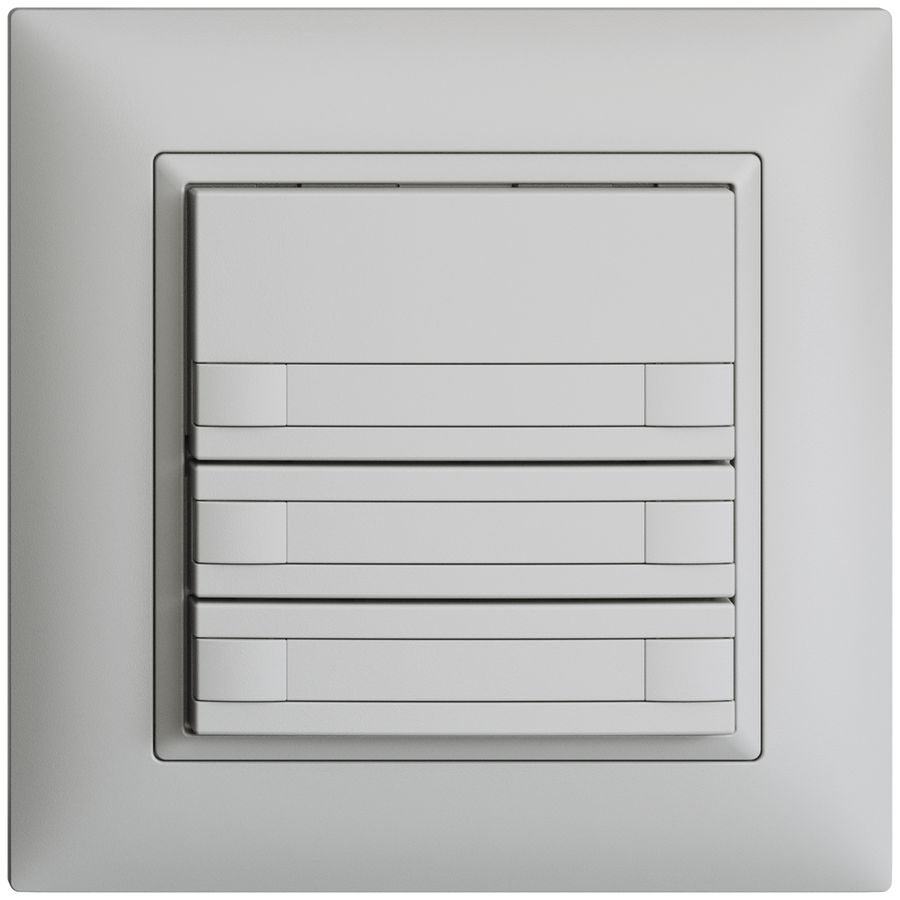 Poussoir ENC KNX 3× EDIZIOdue gris clair RGB sans LED avec insert papier