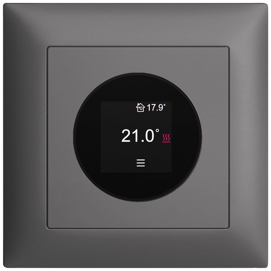 UP-Raumthermostat EDIZIOdue 230VAC 4…30°C 88×88mm dunkelgrau