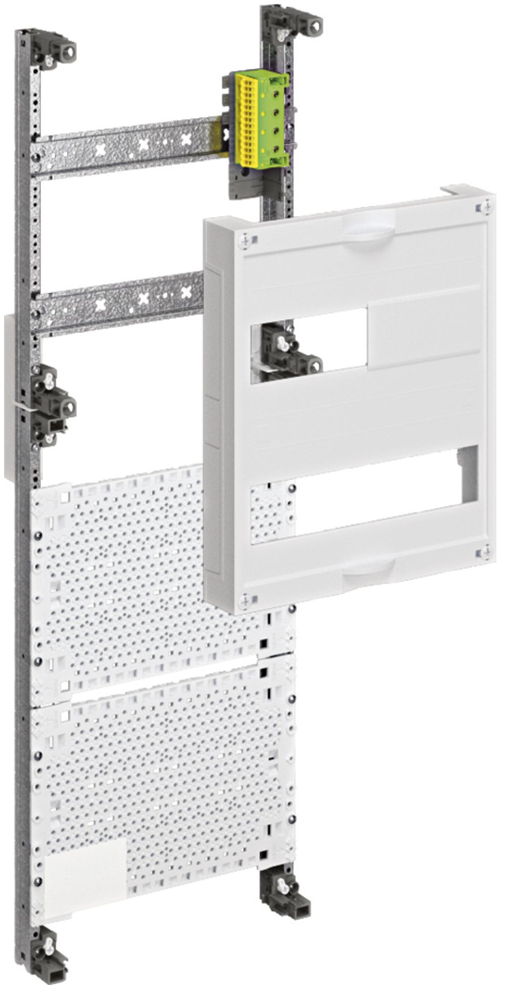 Travée Media Hager pour armoire distribution AP 5 rangées, 2 rangées modulaires