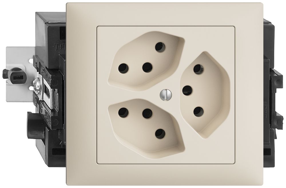 EB-Steckdose EDIZIOdue 3×T13 49…69mm crema