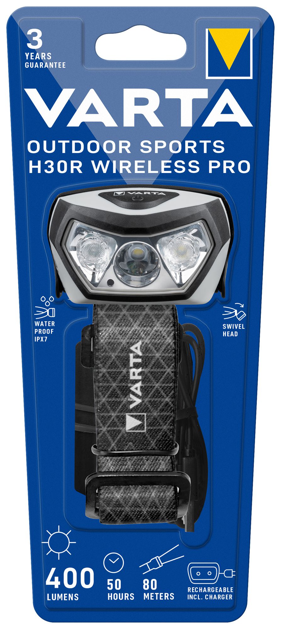 LED-Stirnlampe VARTA Outdoor Sports H30R 400lm mit Akku