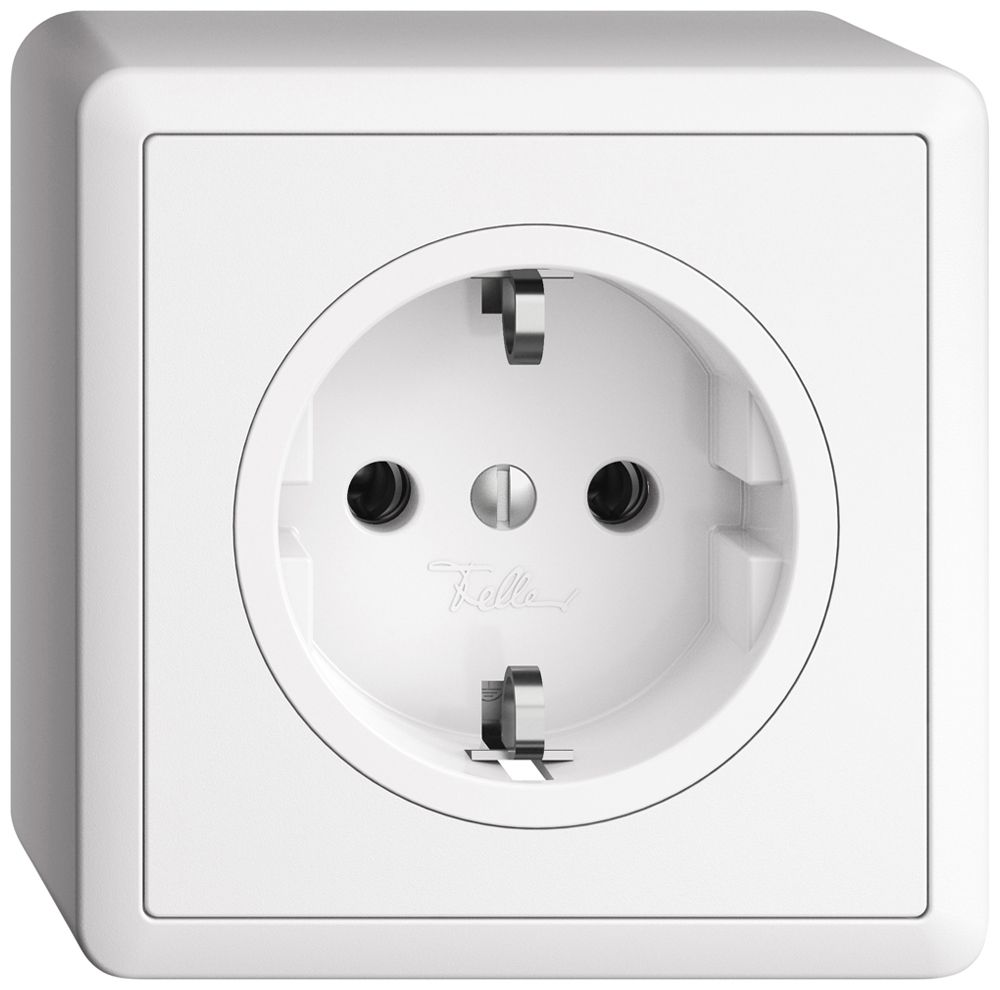 Prise AP Feller EDIZIOdue Schuko 16A 230V 74×74mm blanc