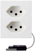 FLF-Steckdose Hager 2×Typ 13 mit Rundkabel-Dose L2 D weiss