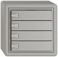 Pulsante universale AP EDIZIO.liv UNI SNAPFIX® 5…48V c.LED blu 4× com.1T grc