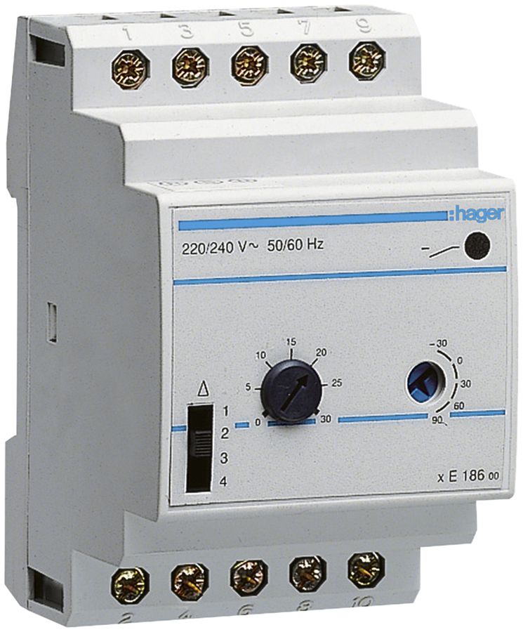 Termostato Hager multiscala 1 contatto invertitore 2A per EK081/EK082/EK083