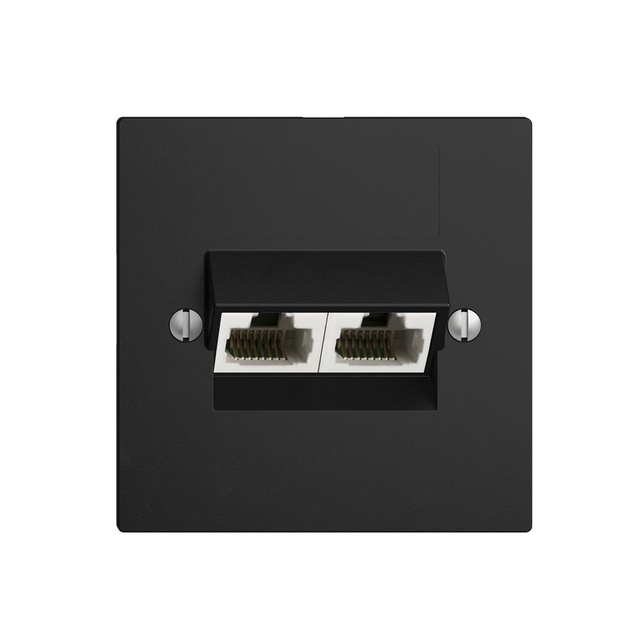 Einsatz zu UP-Anschlussdose 2×RJ45/u 4P getr. EDIZIOdue schwarz ITplus