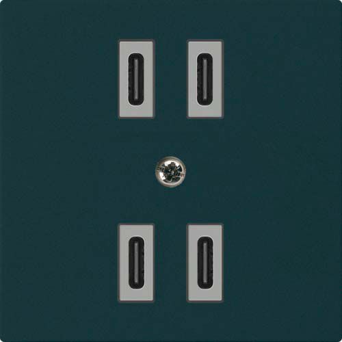 USB-Ladesteckdose Hager kallysto 2×C-C 2×20W oder 4×10W 5V 60×60mm schwarz