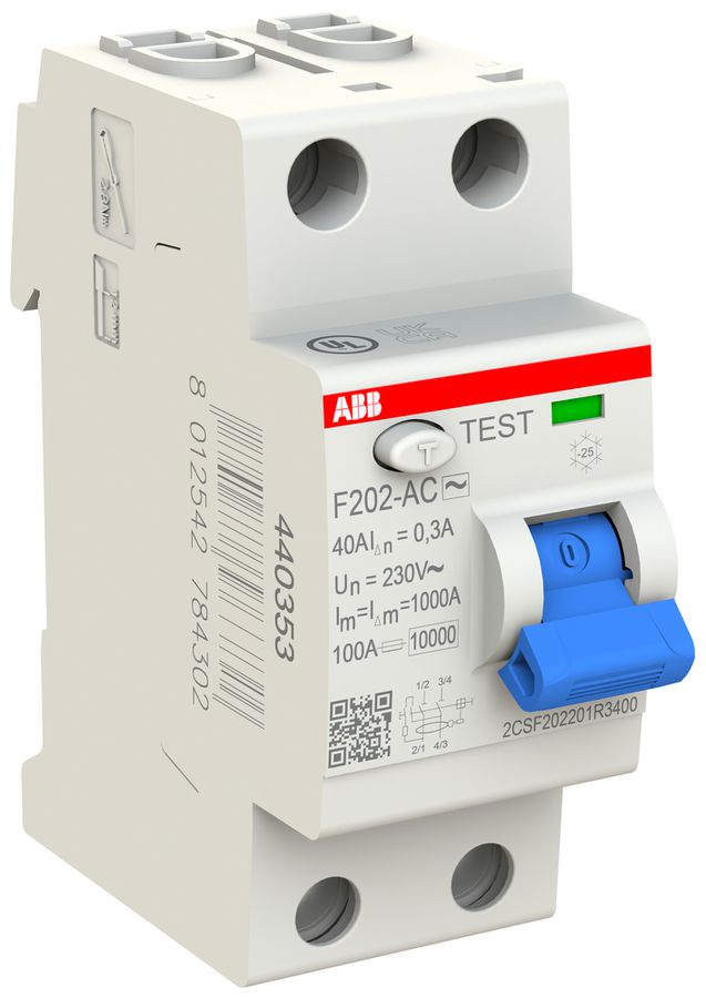Fehlerstromschutzschalter ABB 300mA 40A 1P+N F202AS-40/0.3