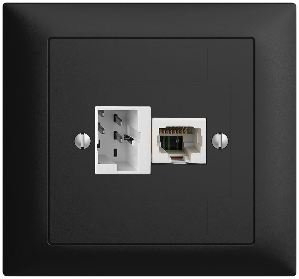 EB-Dose 1×T+T,1×RJ45/u 4P EDIZIOdue schwarz ITplus ITM