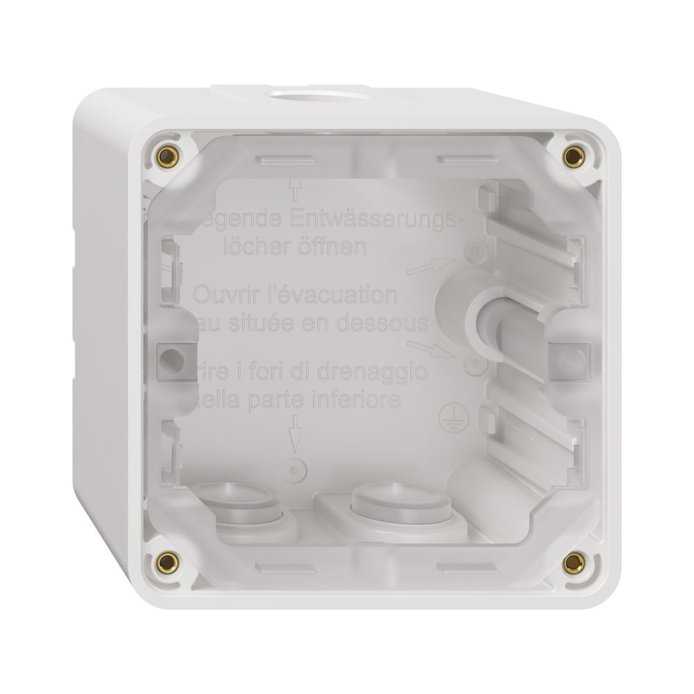 NAP-Gehäuseunterteil NEVO, 1×1, mit Dichtung, H=54mm, 3×M20, 87×87mm, weiss