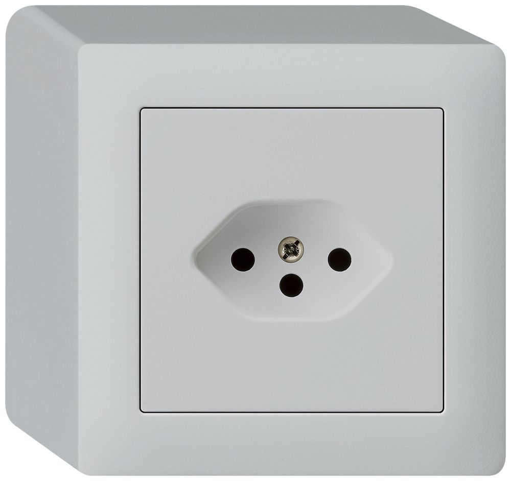 AP-Steckdose kallysto T13 hellgrau mit Kinderschutz