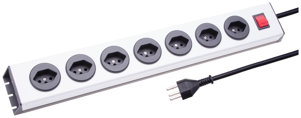 Prise multiple MH 7×T23 argent/noir PowerLine Td 3×1.5mm² 2.5m