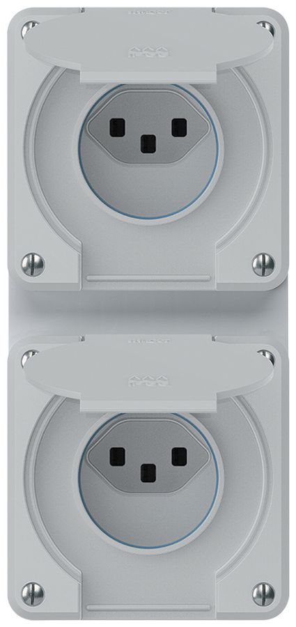 UP-Kombination robusto 2×1, 2×Steckdose T23 IP55 grau