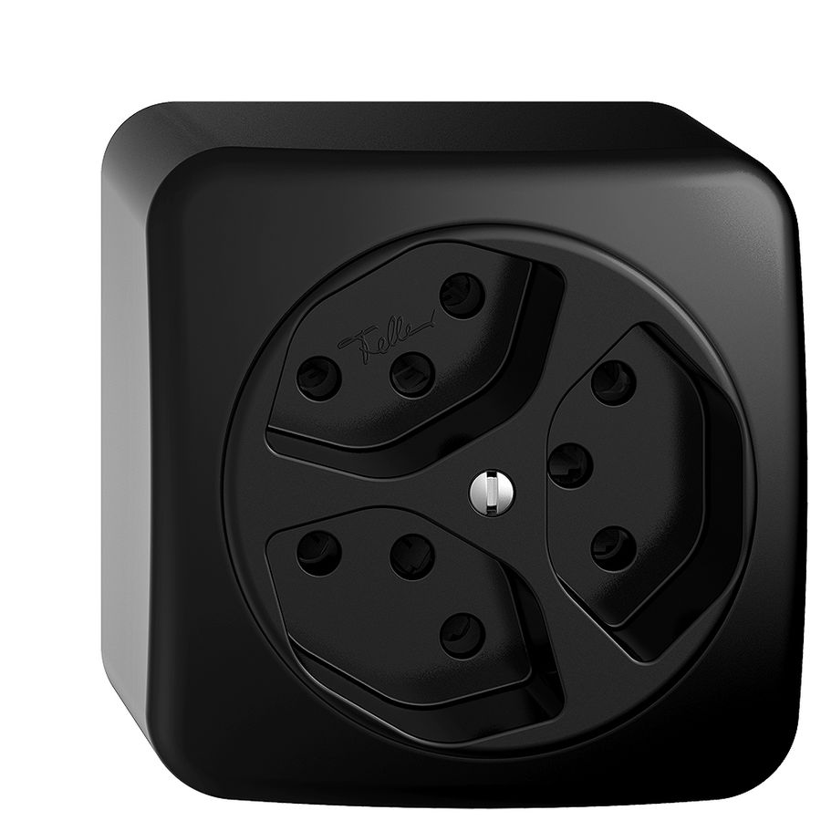 AP-Steckdose STANDARDdue 3×T13 schwarz