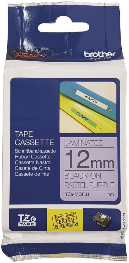 Cassette ruban Brother Tze-MQF31 12mm×4m violet/noir