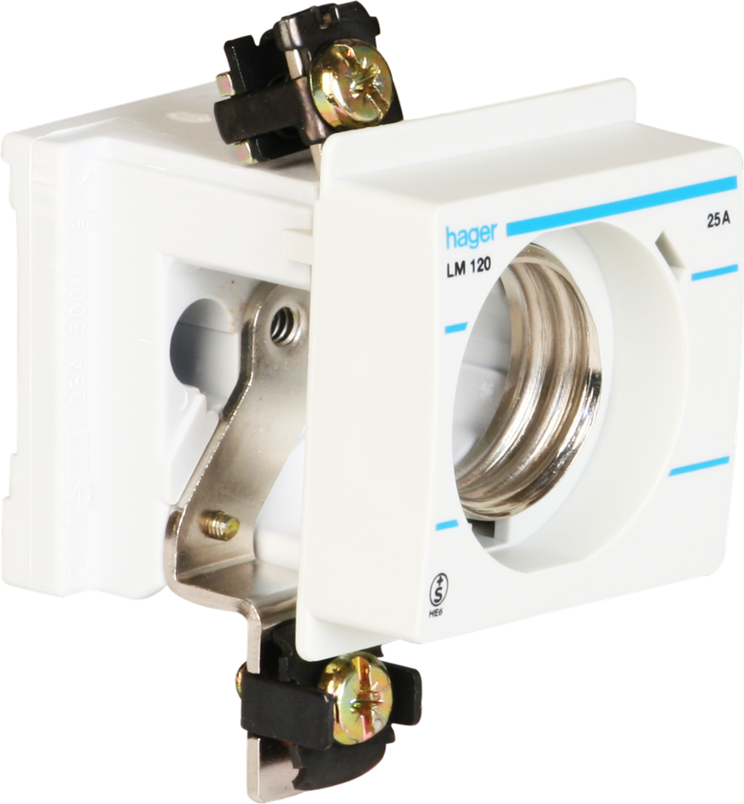 EB-Sicherungselement Hager DII 25A m.Frontabdeckung f.Einbautiefe 44mm L oben