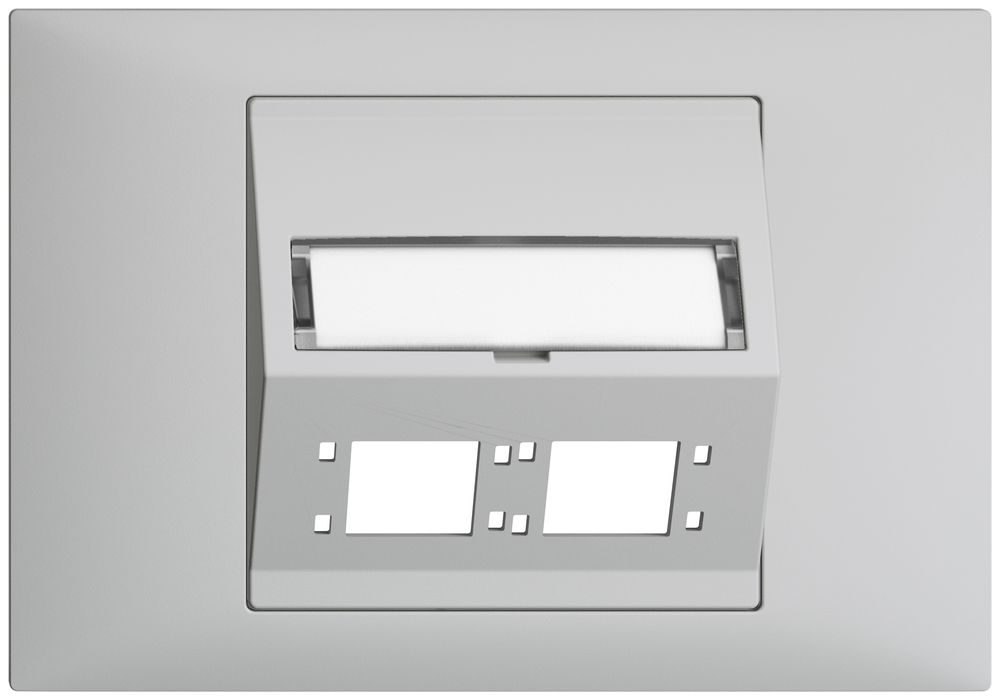 EB-Montageset EDIZIOdue BKE Schrägauslass 2×R&M Kat.6A/LC spezial, hellgrau