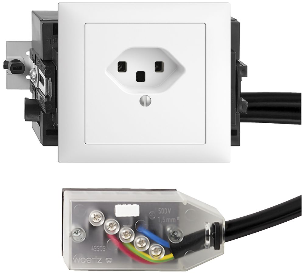 Prise INC EDIZIOdue T23 L2 blanc 49…69mm pour câble plat Technofil