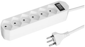 Presa multipla COMPACT 1.5m 6×T13 con interruttore, bianco
