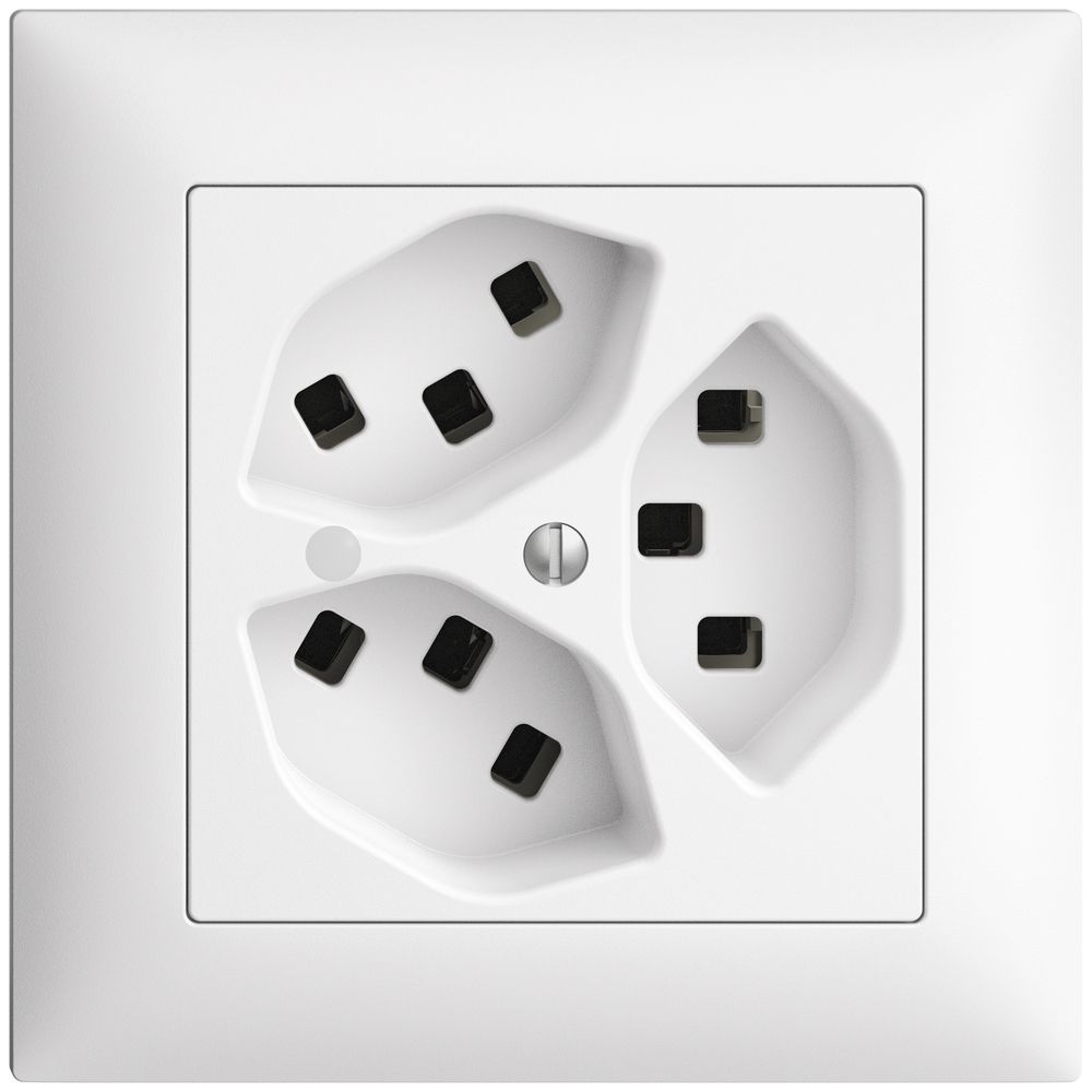 Presa INC 3×T23 16A bianco con LED verde EDIZIOdue