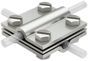 Raccordo a croce Bettermann Ø 8…10mm V4A con piastra intermedia 60×60mm