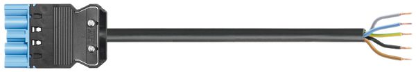 Anschlussleitung Wieland GST18i5 5×1.5mm² 250V+n.SELV 16A 1m blau Stecker, Cca