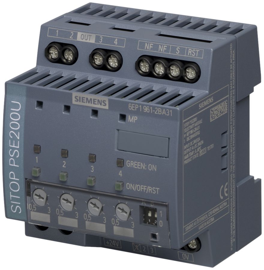Selektivitätsmodul Siemens SITOP PSE200U, 24VDC/12A (4×3A), Status