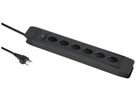 Prise multiple PRINCIPIO 6×type 13 horizontal câble 2m interrupteur noir