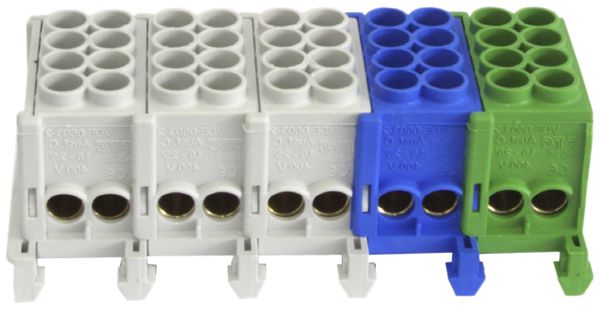Hauptleiter-Klemme HLAK 5L,2×5×25mm²,3×gu/1×bl/1×grün