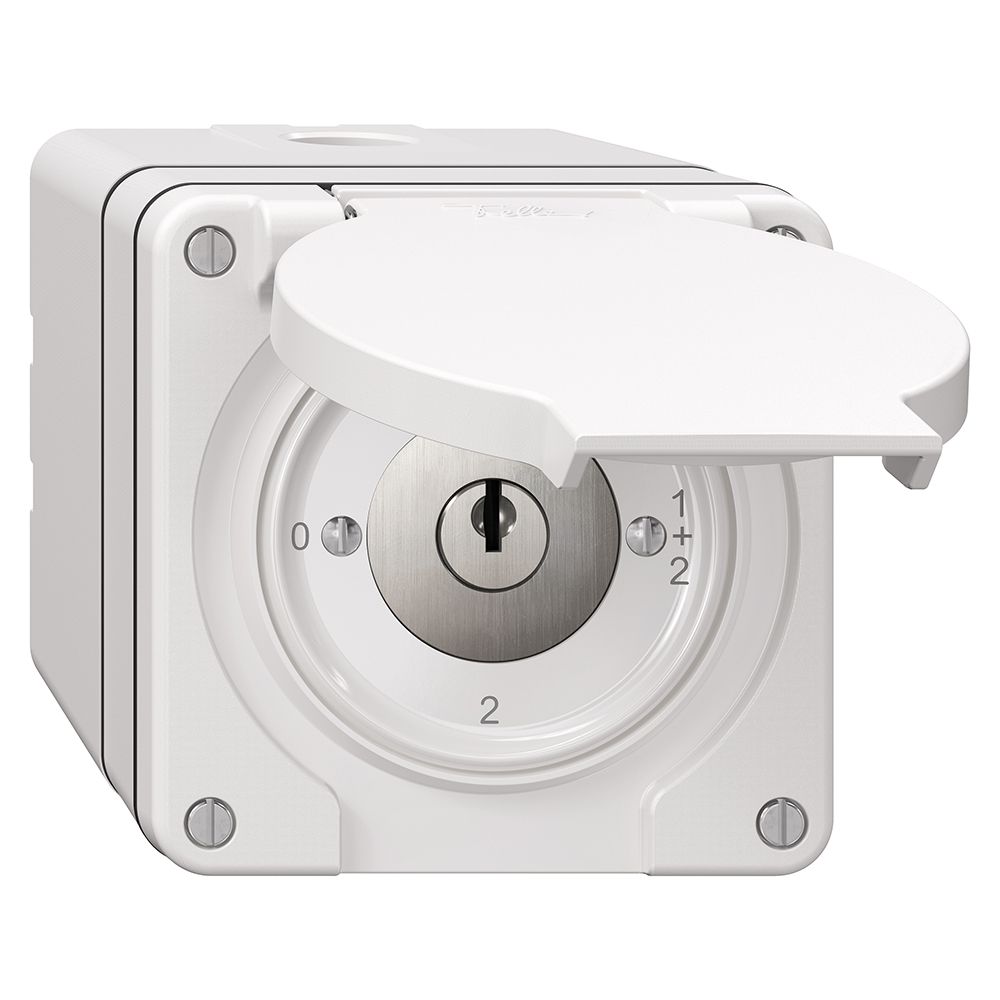 Interrupteur rotatif NAP NEVO, 1/1 L, avec serrure&2 clés, KS, 0-1-1+2-2, blanc