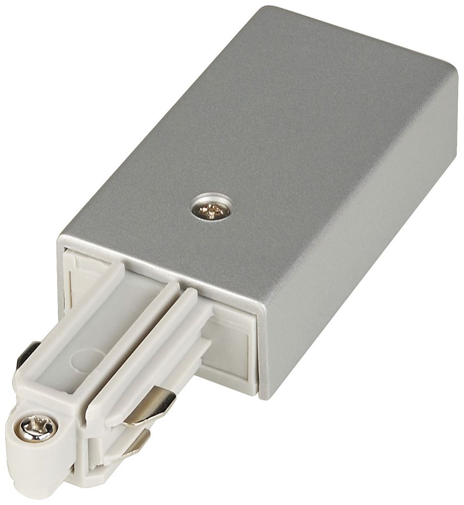 Einspeiser SLV für 1-Phasen AP-Stromschiene, Erde rechts silbergrau