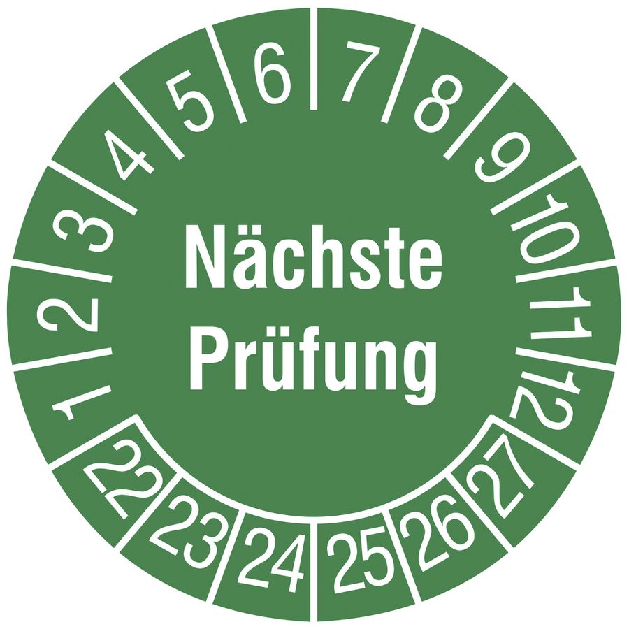 Plaquette d'essai CIMCO "Nächste Prüfung 2022" Ø20mm vert