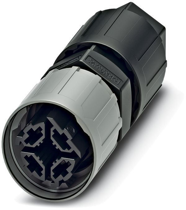 Steckverbinder QUICKON 2LPE 1.5mm² Ø4…9mm mit Mutter schwarz/grau