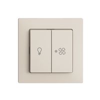 Schalter für Licht+Ventilation EDIZIOdue crema, KS, LED gelb