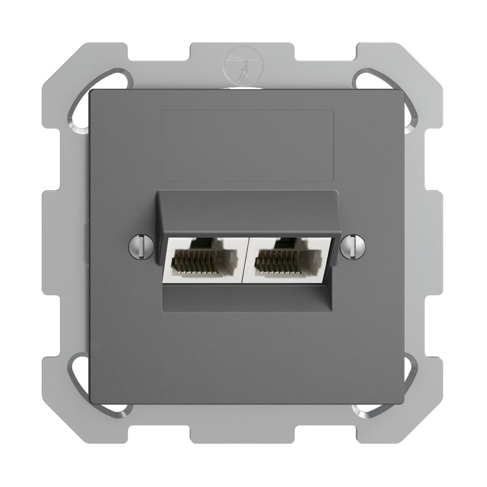 UP-Dose 2×RJ45/u 4P getr. EDIZIOdue dunkelgrau, ITplus