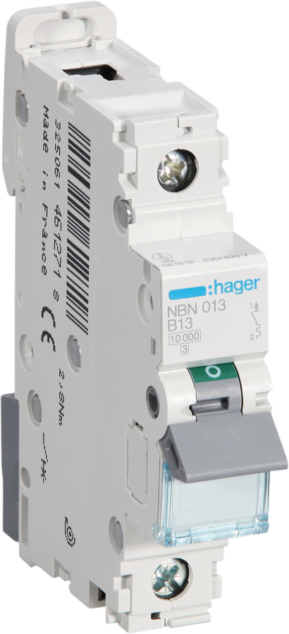 Leitungsschutzschalter Hager MCB 1P 230V Typ B 13A Icn 10kA Icu 15kA 1TE