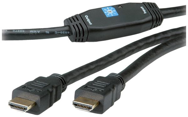 Câble HDMI ROLINE 2K@60Hz (HDMI 1.2) actif 3D noir 30m