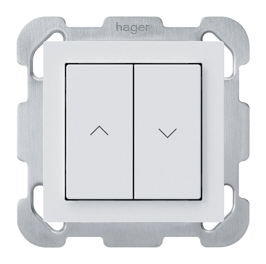 Poussoir pour stores KNX ENC Hager BA kallysto B double 77×77mm blanc
