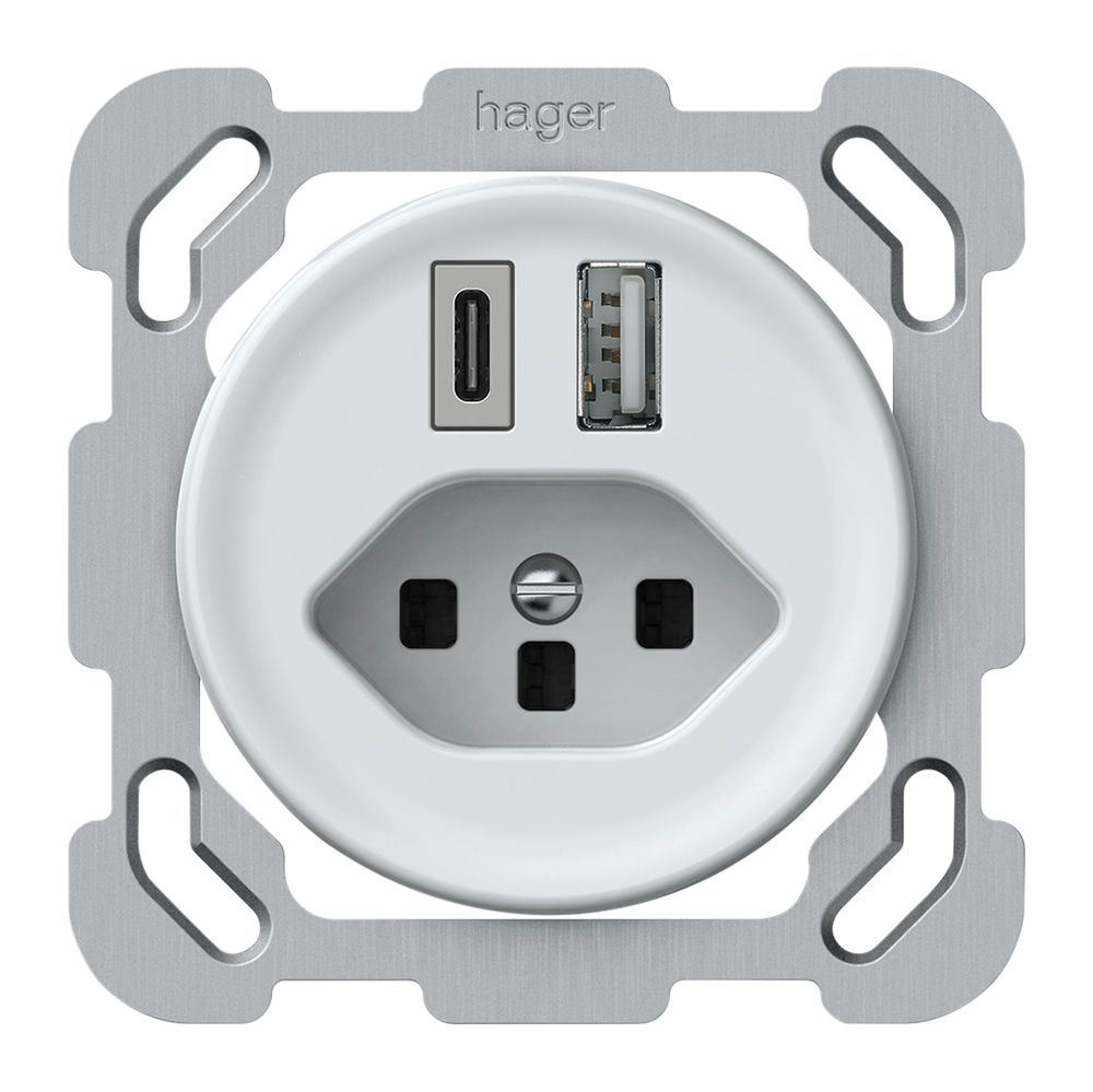 Prise de charge USB ENC origin 1×USB-A 1×USB-C 3000mA 5V avec type 23 blanc