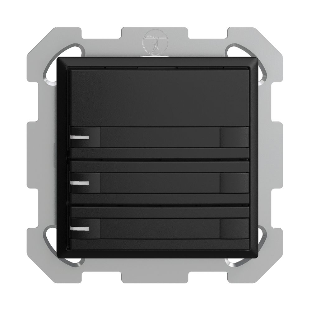 Poussoir ENC KNX 3× EDIZIOdue noir RGB avec LED avec insert papier