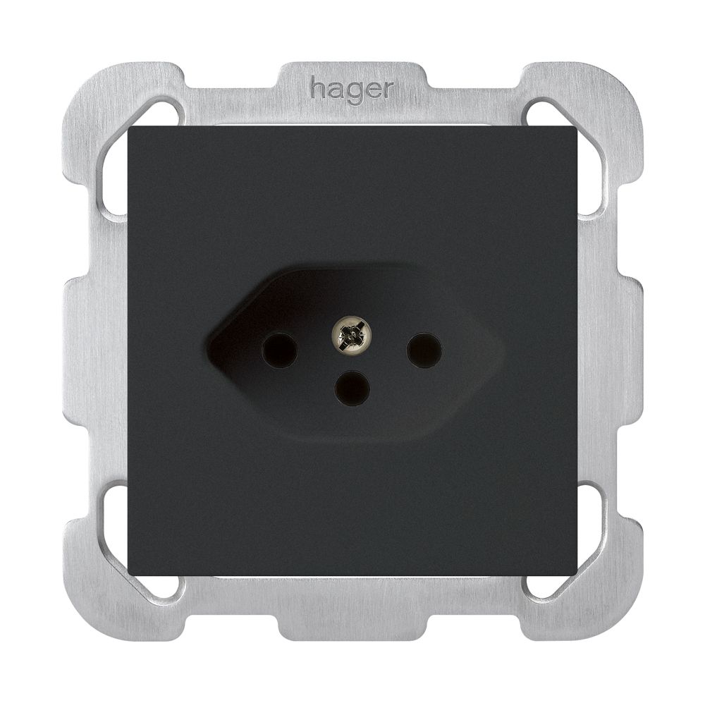 UP-Steckdose kallysto T13 schwarz mit Kinderschutz mit Befestigungsplatte