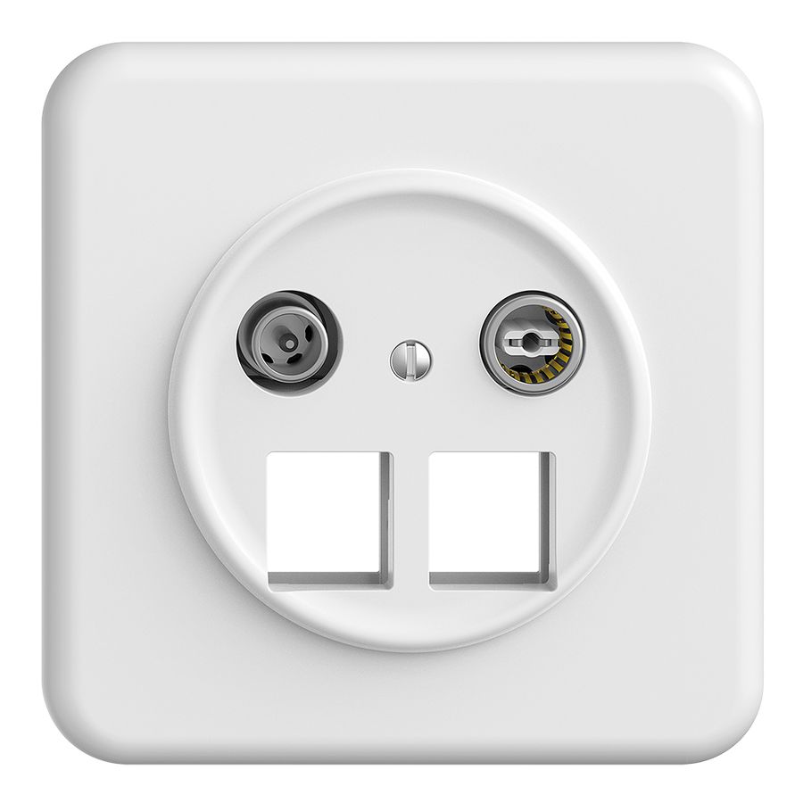 Presa multimedia 19dB Sdue QMI, presa d.passaggio, p.2×RJ45 Keystone, bi