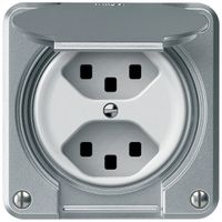 UP-Steckdose robusto 2×T23 16A 250V 86×86mm IP21 Aluminium