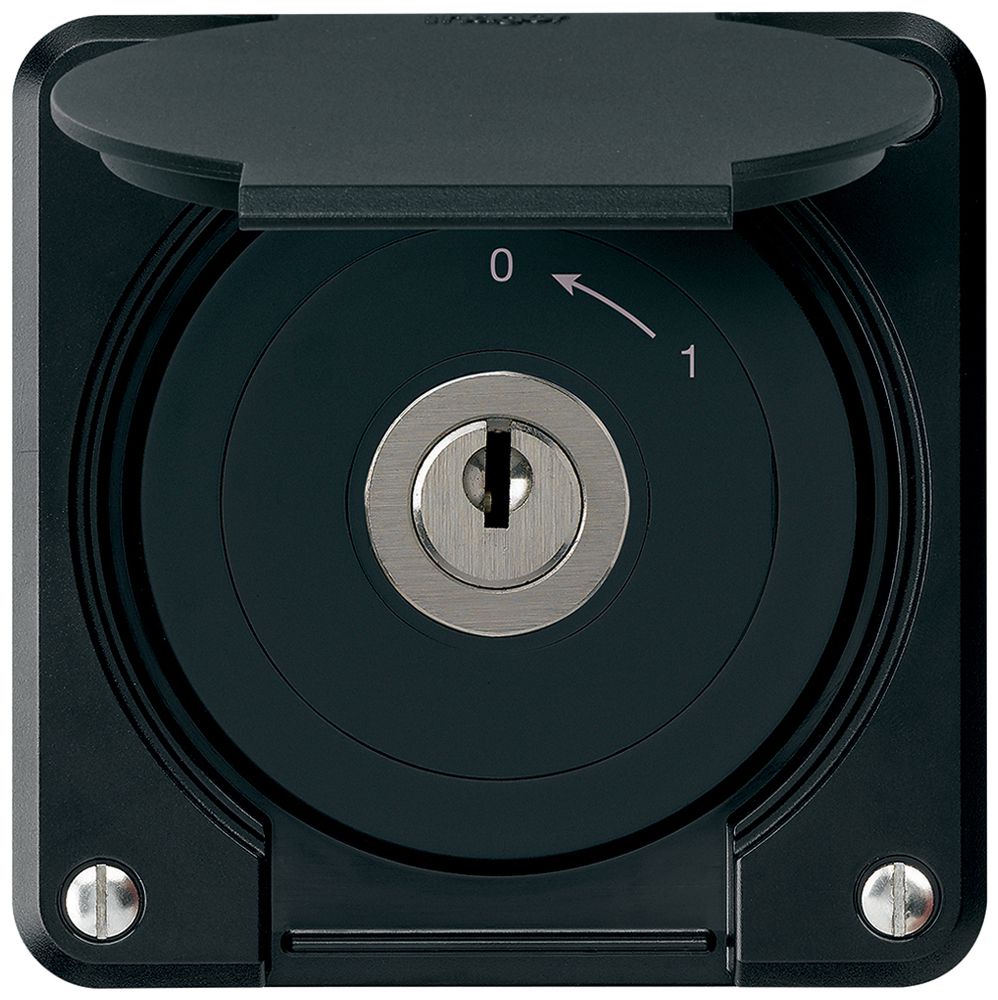 Contact pivotant à clé ENC robusto IP55 noir avec clapet 2P