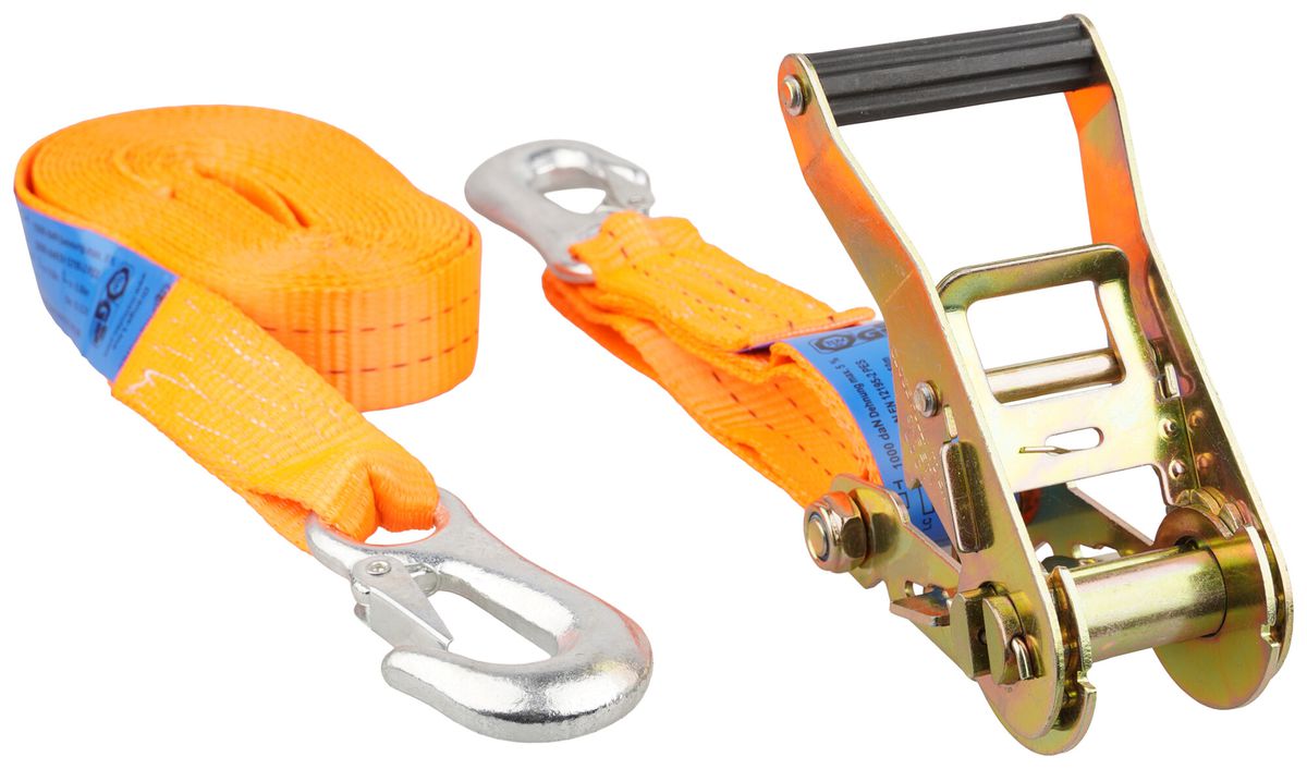 Spanngurt Orange Line 25kN Ratsche Karabinerhaken 6m×35mm orange