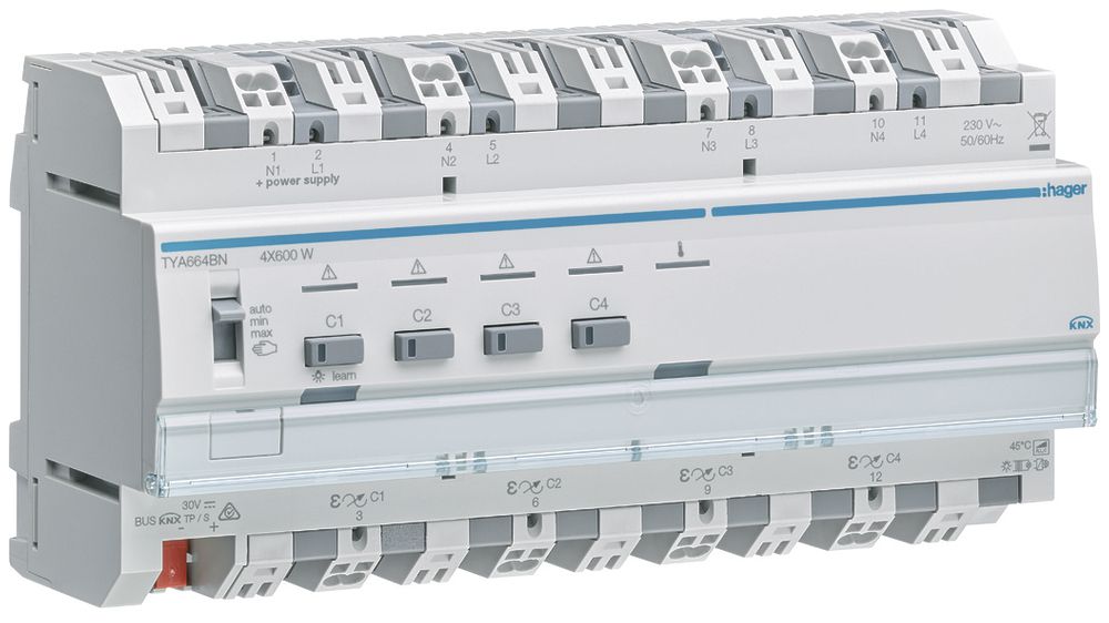 REG-Dimmaktor Hager TYA664BN KNX system 4×600W 10TE
