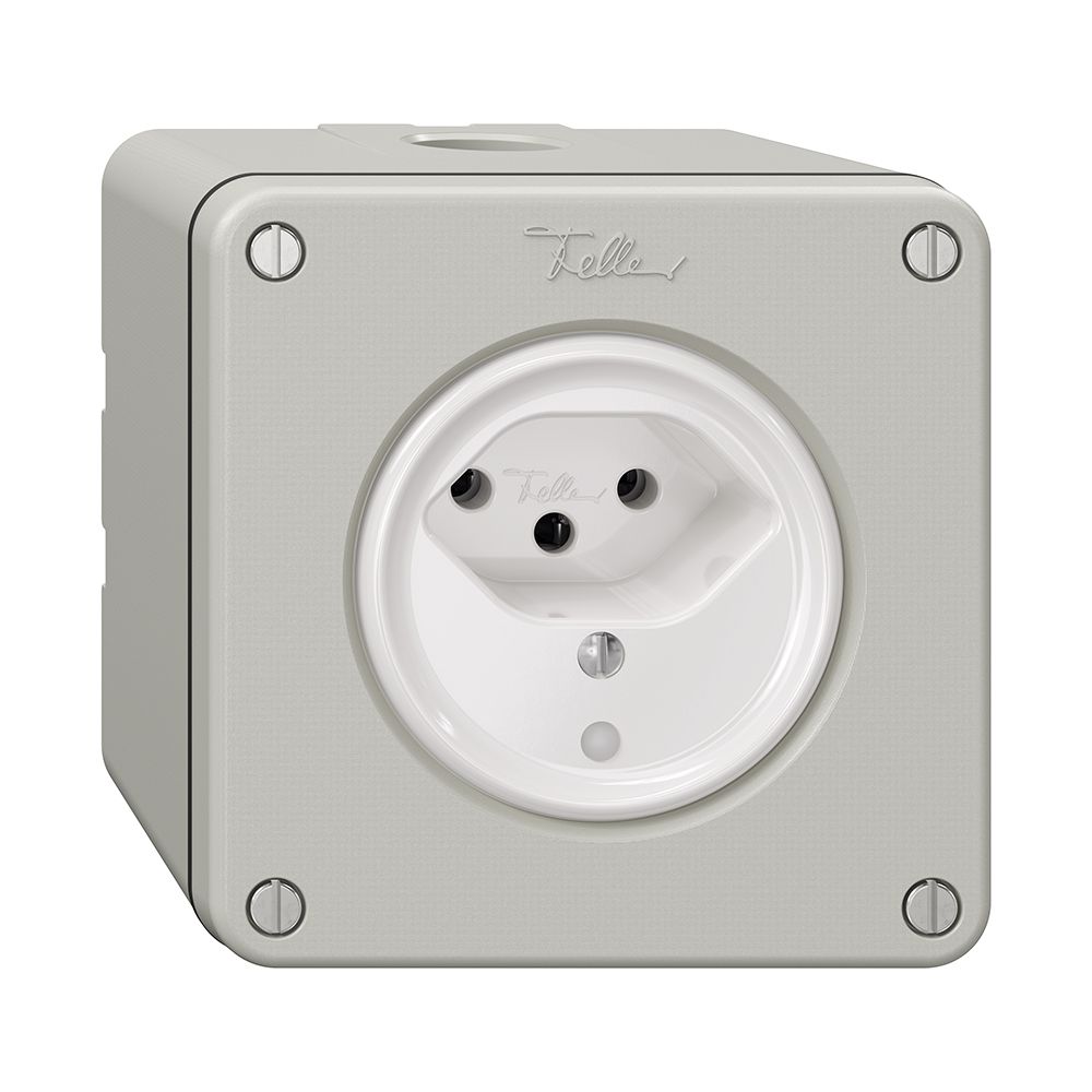 NAPU-Steckdose NEVO, 1×T13, m.LED, lichtgrau