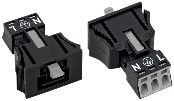 Stecker WAGO 3L 0.25…1.5mm² schwarz Codierung A 16A 250V Snap-In