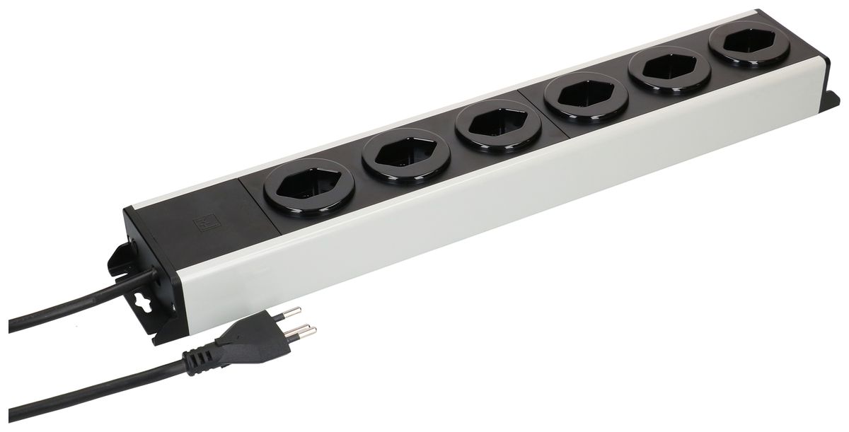 Prise multiple MH POWER LINE 10A 6×T13 3m gris-noir