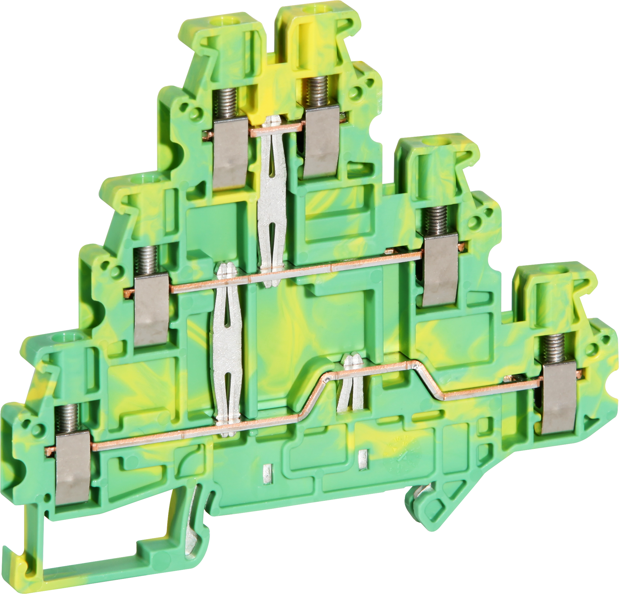 Bloc de jonction pour conduct.PE à 3 étages 0.14…4mm² vert/jaune